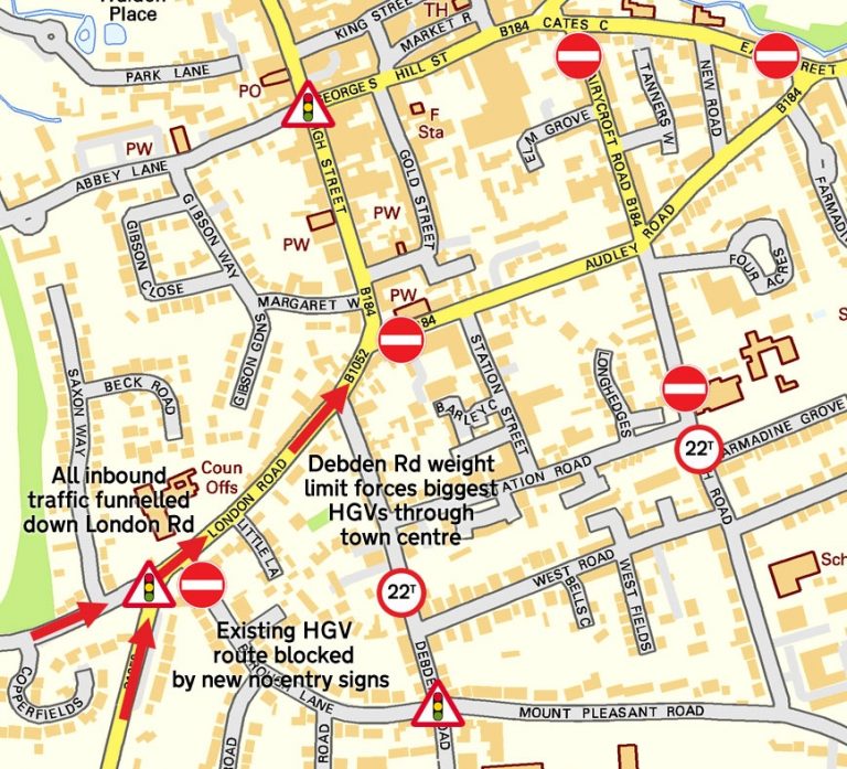 Saffron Walden Street Map with road signs 2 – Residents for Uttlesford